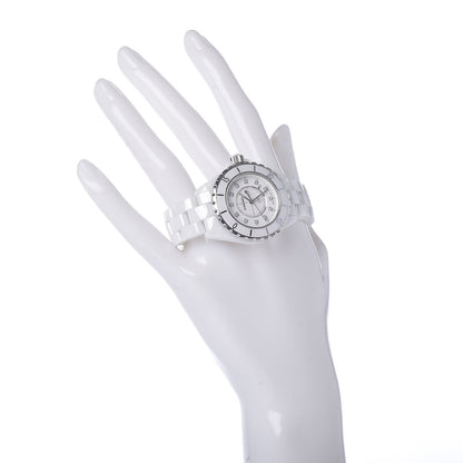 Chanel Stainless Steel Ceramic Diamond 33mm J12 Quartz Watch White 2 of 8