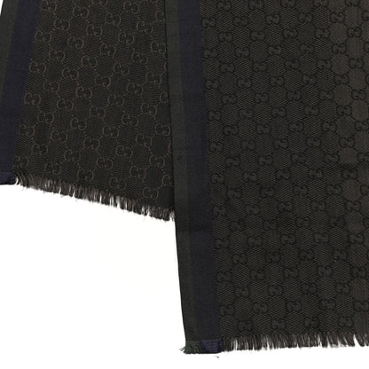 Gucci Silk Cashmere Monogram Web Scarf Brown 3 of 4