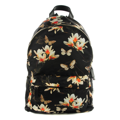 Givenchy Nylon Calfskin Magnolia and Moth Print Backpack Black 1 of 8
