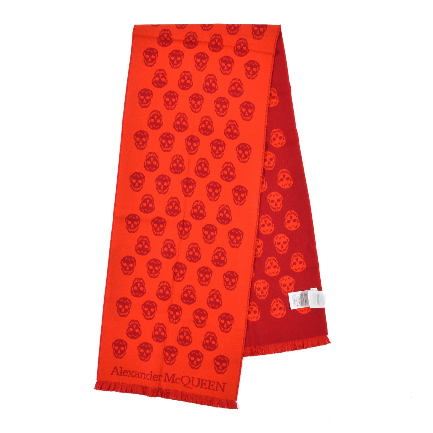 Wool Reversible Upside Down Skull Scarf Red Bordeaux