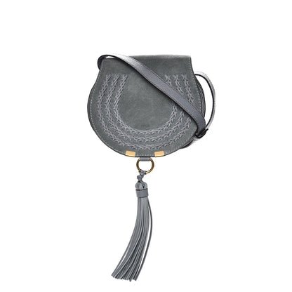 Chloe Suede Calfskin Mini Marcie Round Crossbody Bag Cloudy Blue 1 of 6
