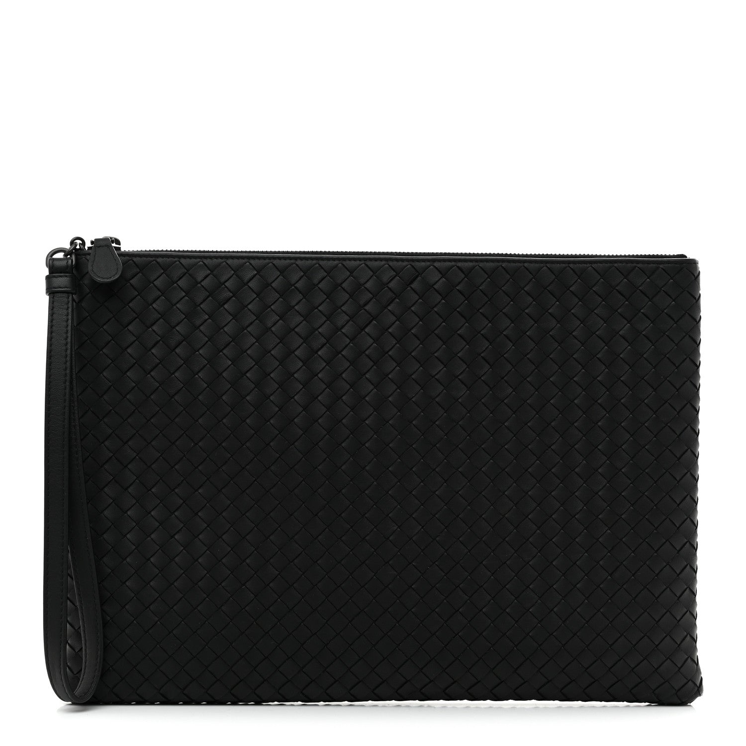 Bottega Veneta Nappa Intrecciato Large Flat Wristlet Zip Pouch Black 1 of 7