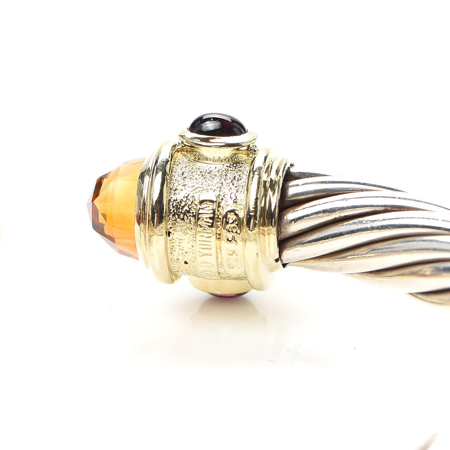 David Yurman Sterling Silver 14K Yellow Gold Citrine Garnet Iolite 10mm Renaissance Cable Bracelet 4 of 5