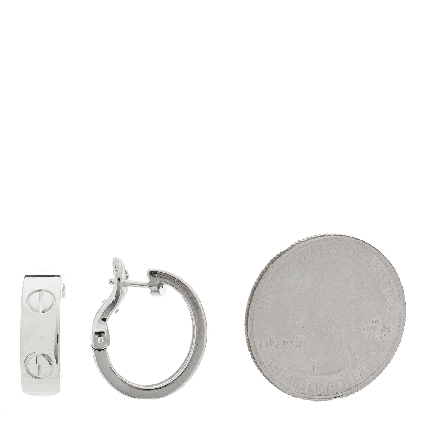 18K White Gold 5.5mm LOVE French Clip Hoop Earrings
