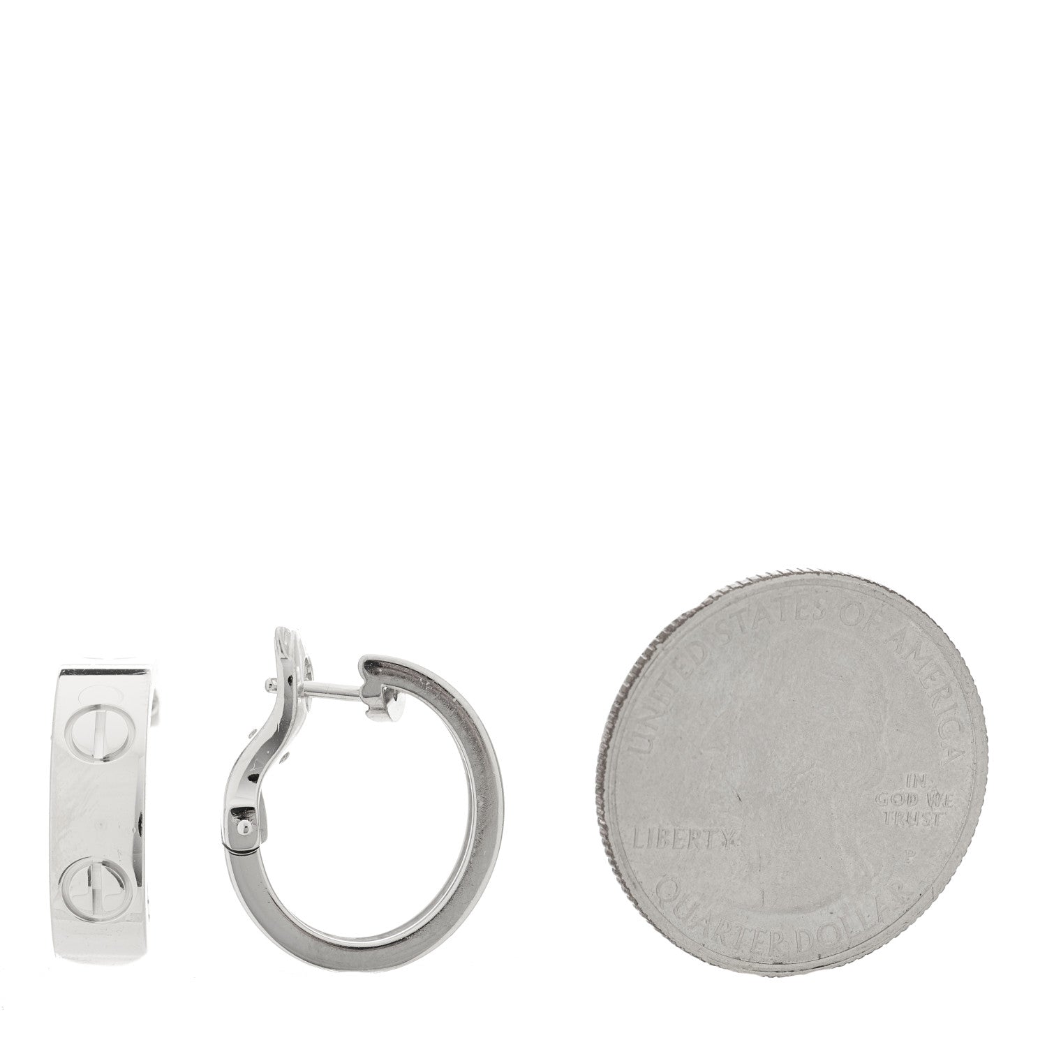 Cartier 18K White Gold 5.5mm LOVE French Clip Hoop Earrings 2 of 5