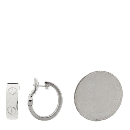 Cartier 18K White Gold 5.5mm LOVE French Clip Hoop Earrings 2 of 5
