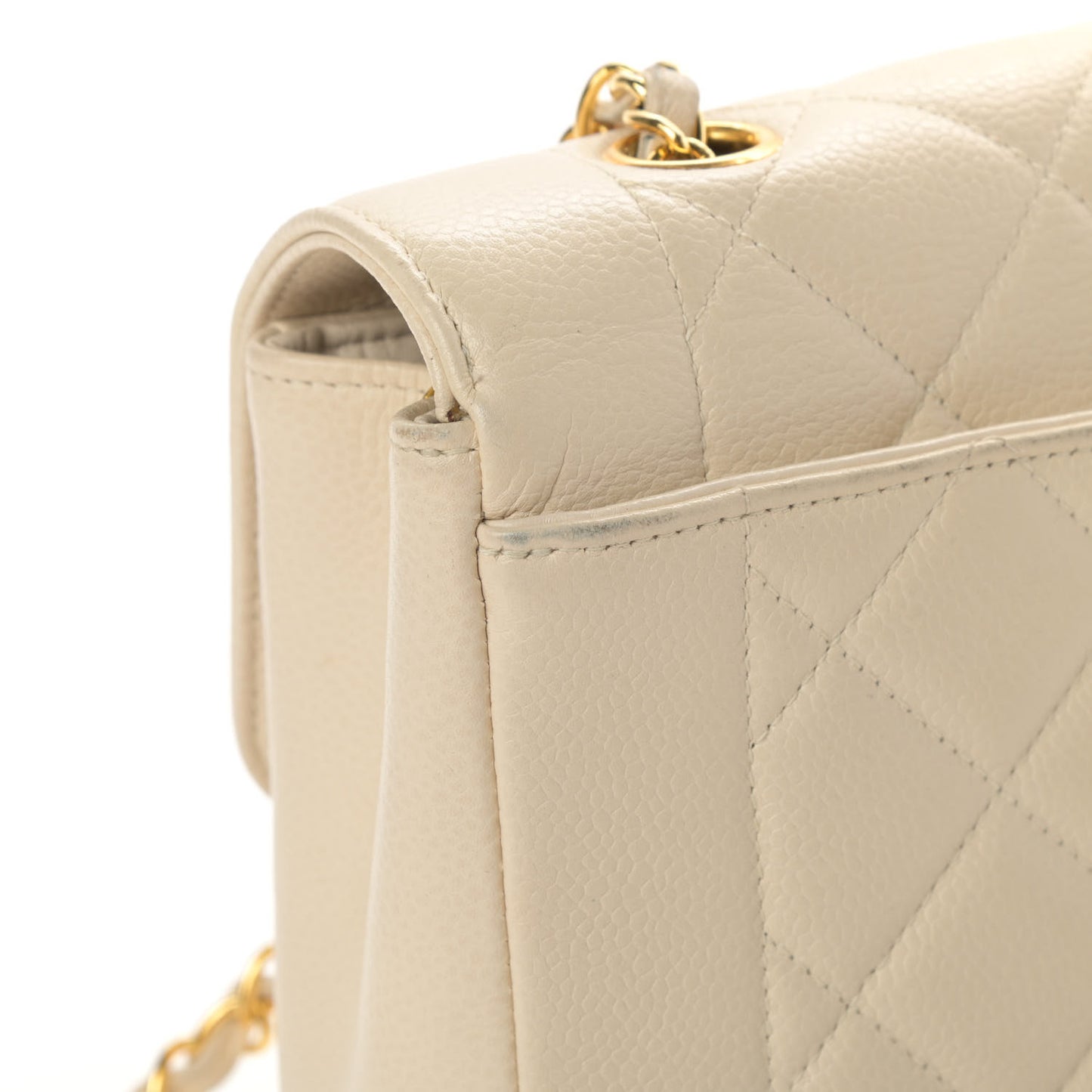 Caviar Quilted Medium Single Flap White