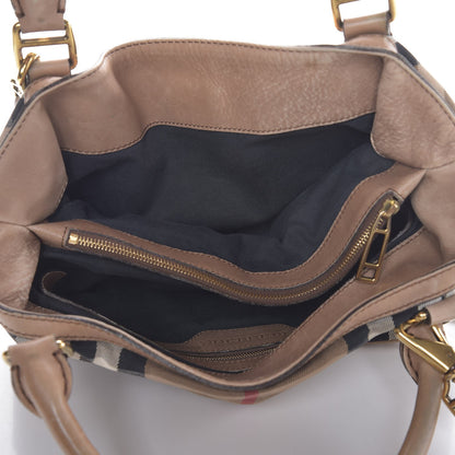 Burberry Calfskin House Check Medium Brecon Tote Dark Stone 5 of 13