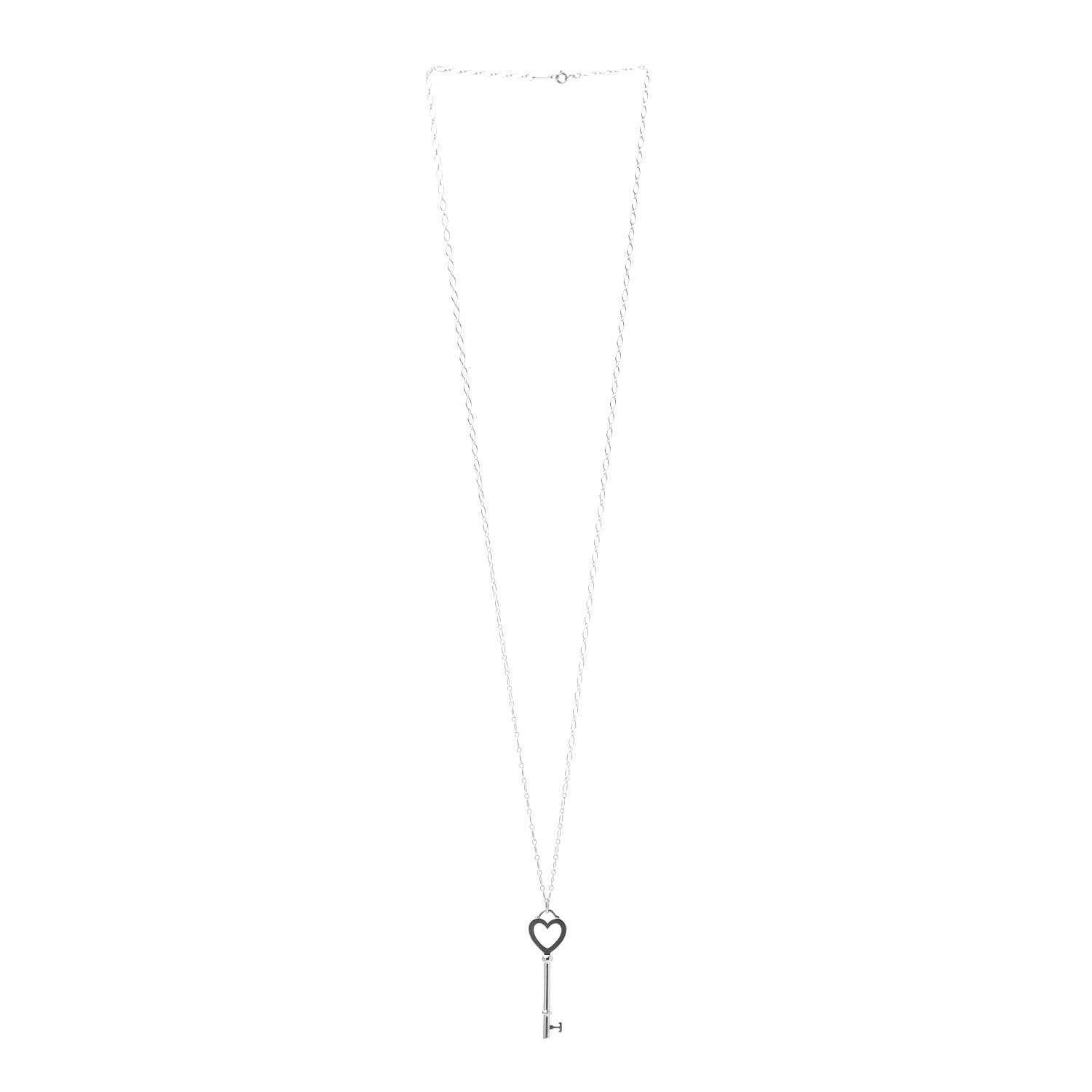 Tiffany Sterling Silver Heart Key Pendant Long Necklace 3 of 4