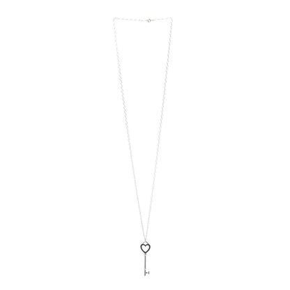 Tiffany Sterling Silver Heart Key Pendant Long Necklace 3 of 4