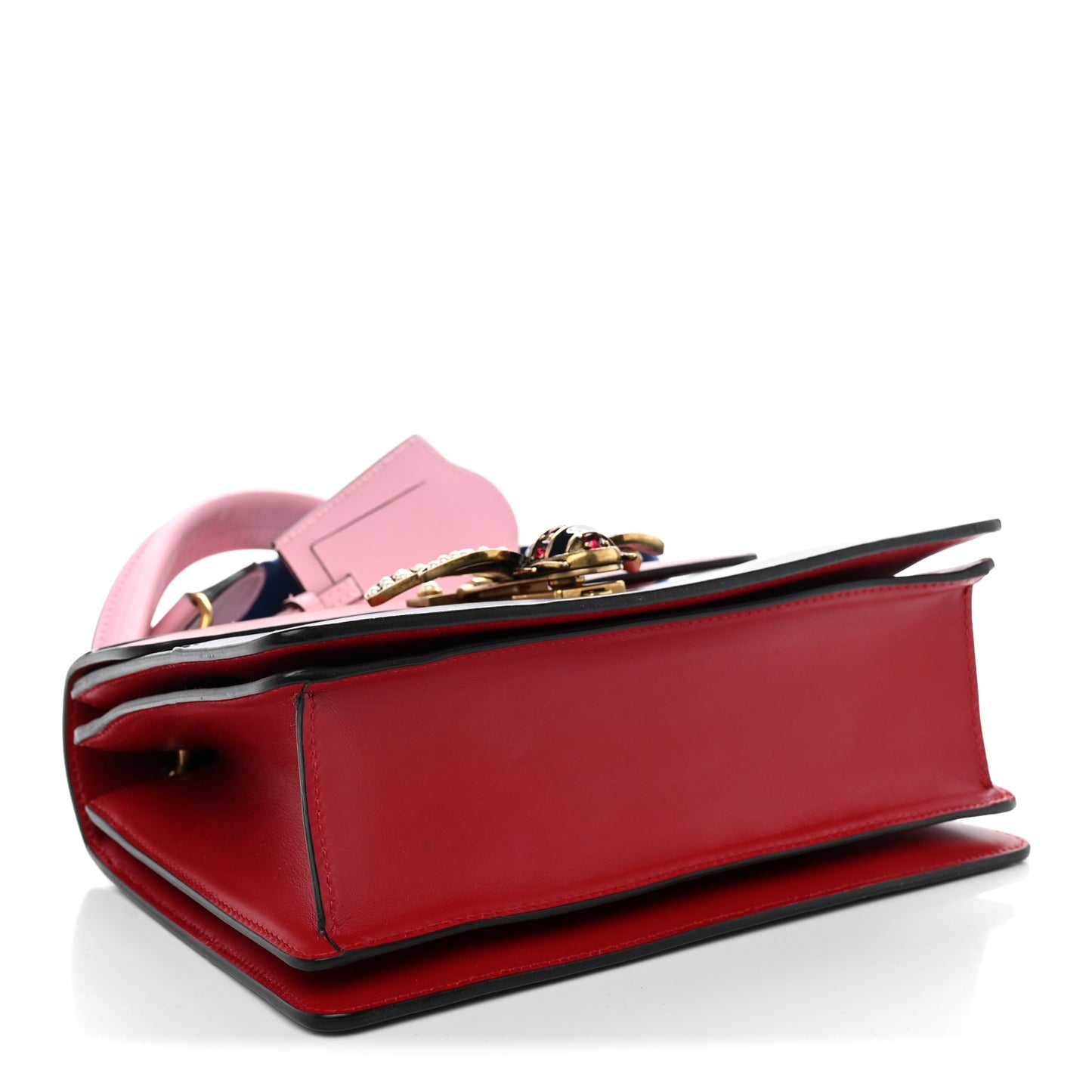 Calfskin Sylvie Web Small Queen Margaret Top Handle Bag Blue Agata Hibiscus Red Mystic White Sugar Pink