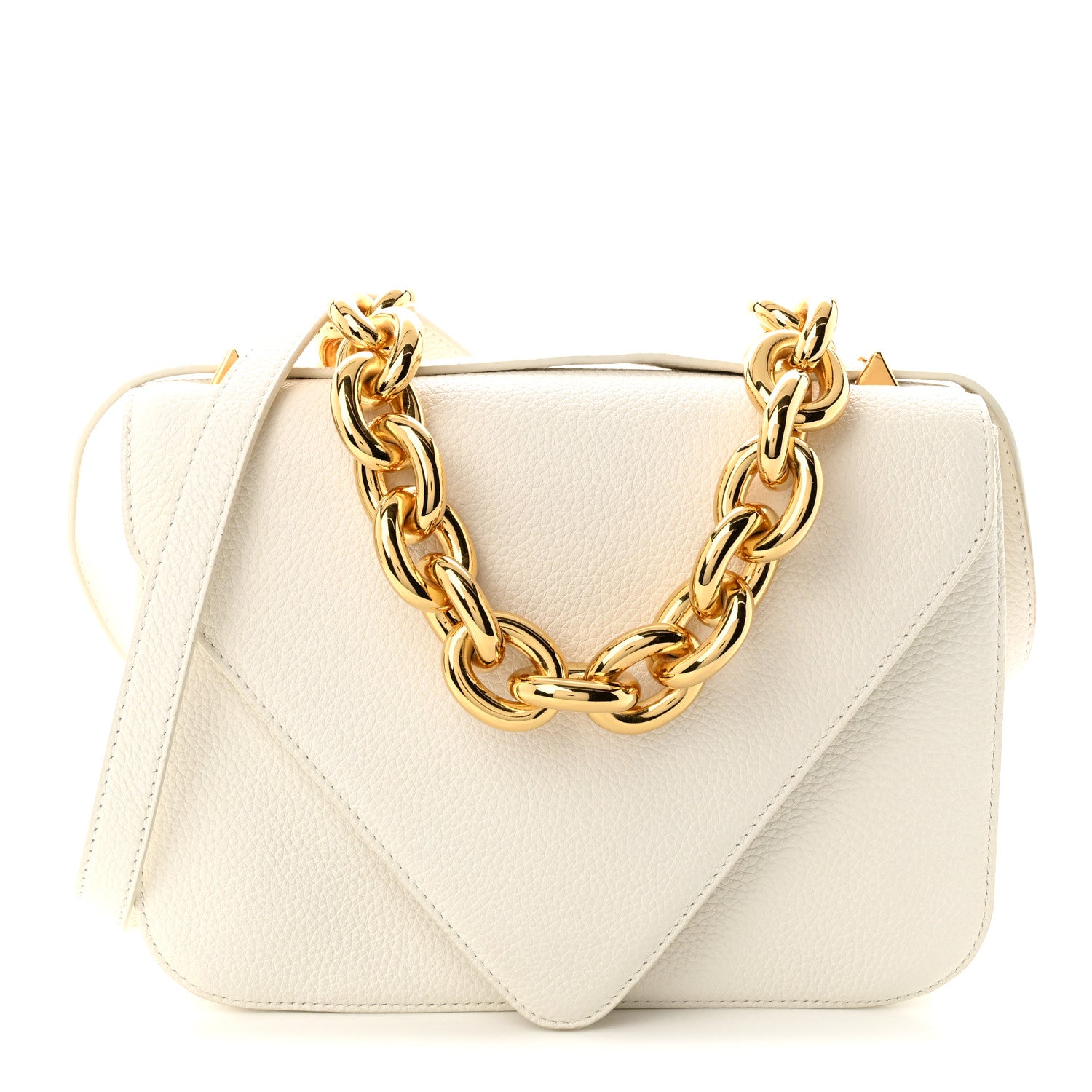 Bottega Veneta Calfskin Mount Envelope Bag White 1 of 10