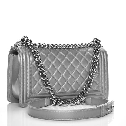 Chanel Metallic Caviar Quilted Medium Boy Flap Silver 3 of 7