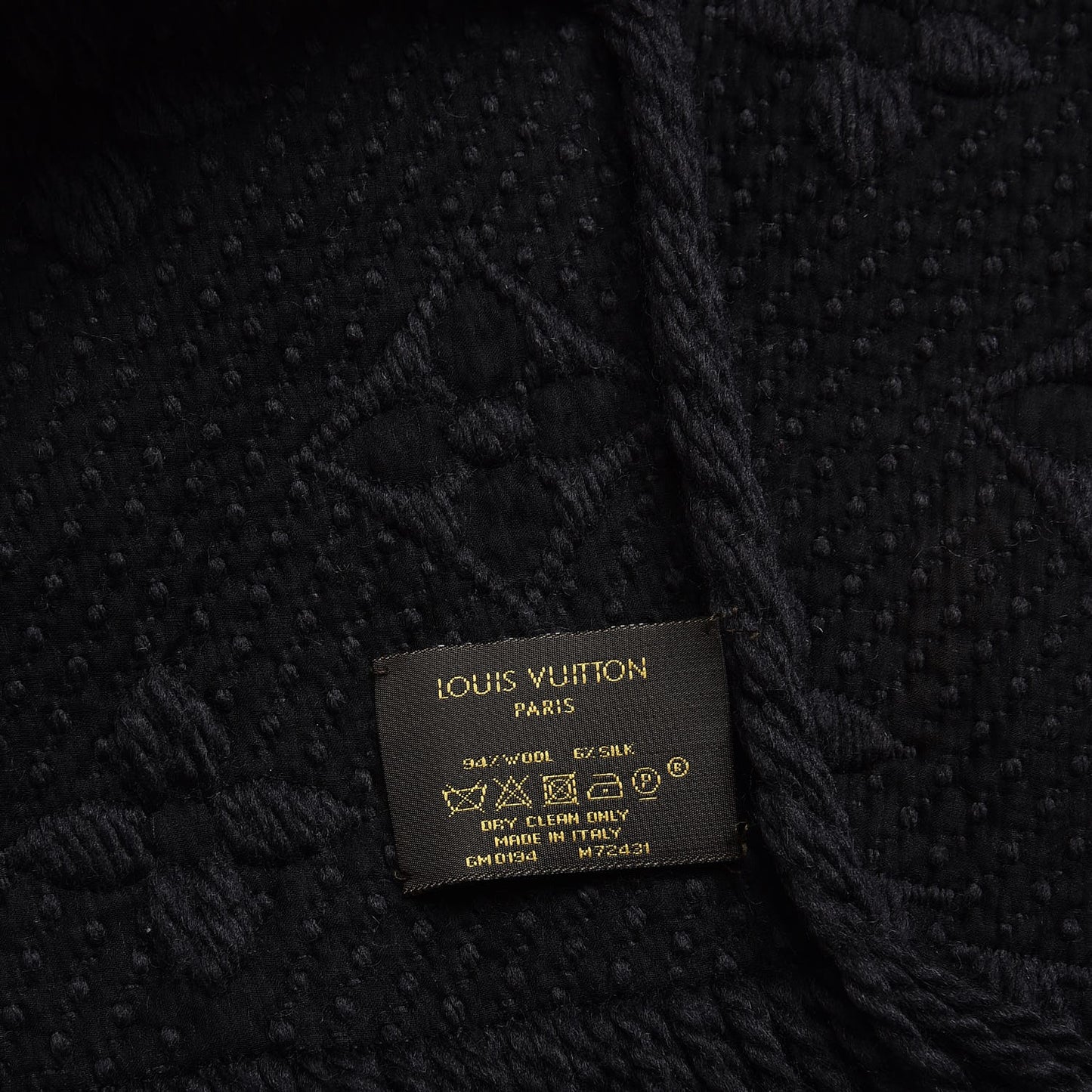 Wool Silk Logomania Scarf Charcoal Grey