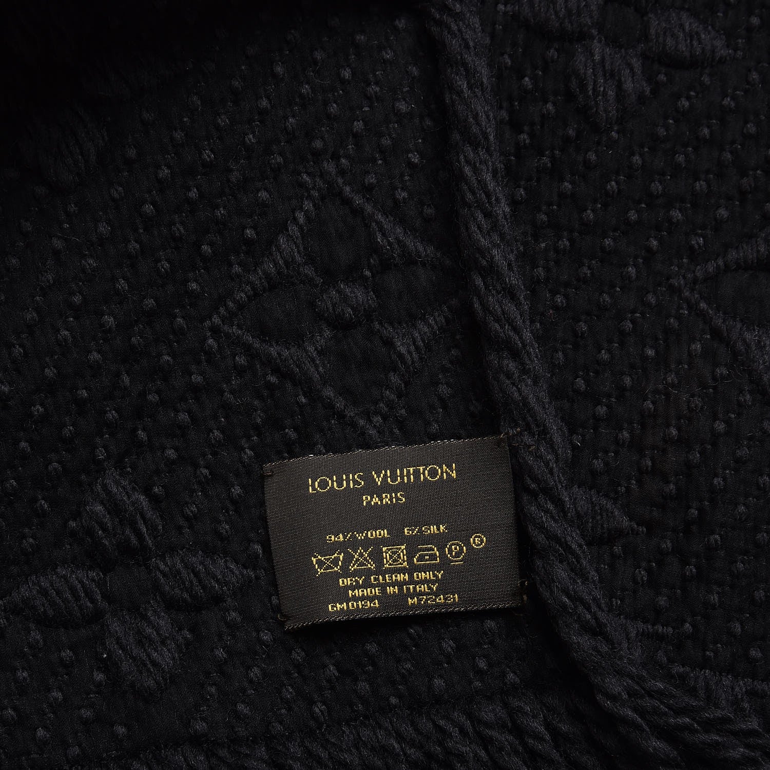Louis Vuitton Wool Silk Logomania Scarf Charcoal Grey 6 of 7