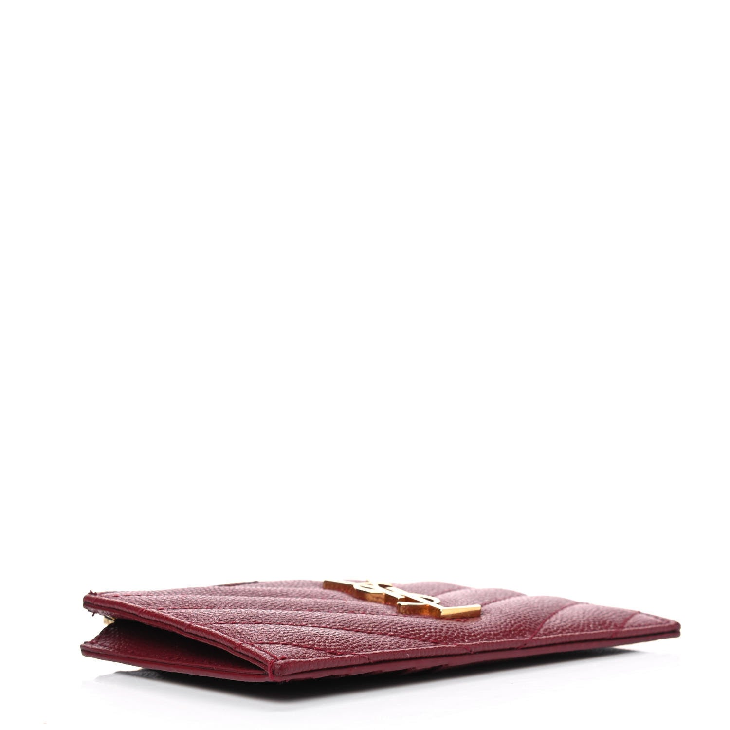 Saint Laurent Grain De Poudre Matelasse Chevron Monogram Fragments Zippered Card Case Opyum Red 3 of 9