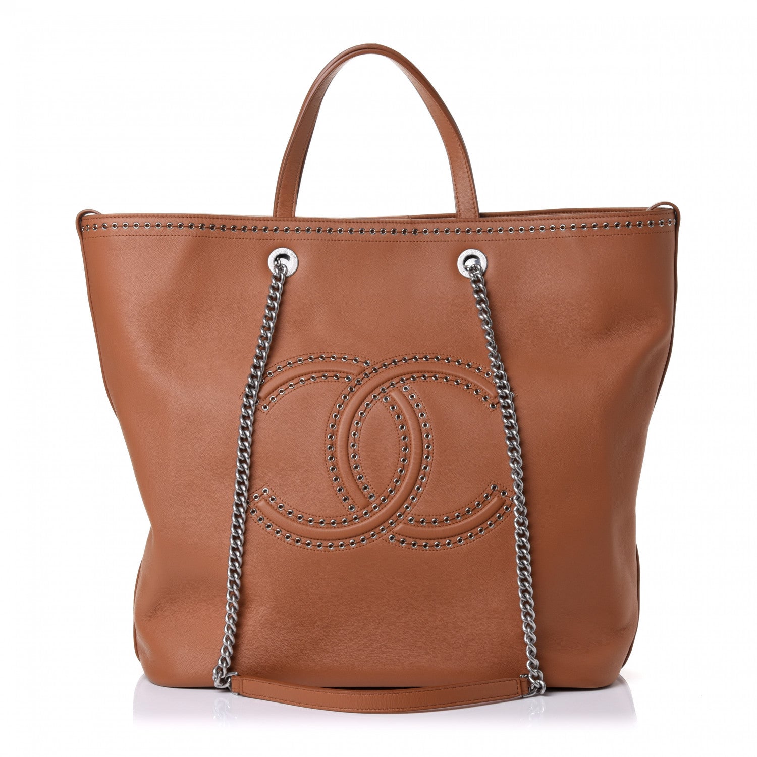 Chanel Calfskin Large Coco Eyelets Shopping Tote Camel 1 of 4
