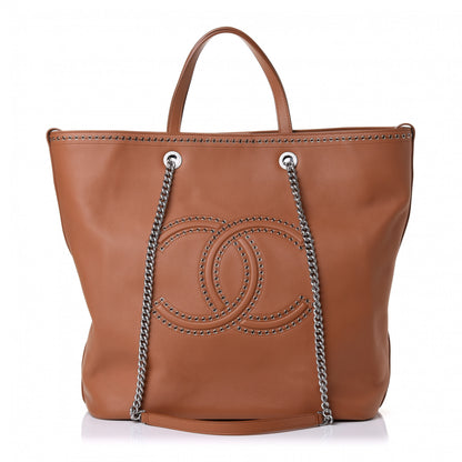 Chanel Calfskin Large Coco Eyelets Shopping Tote Camel 1 of 4