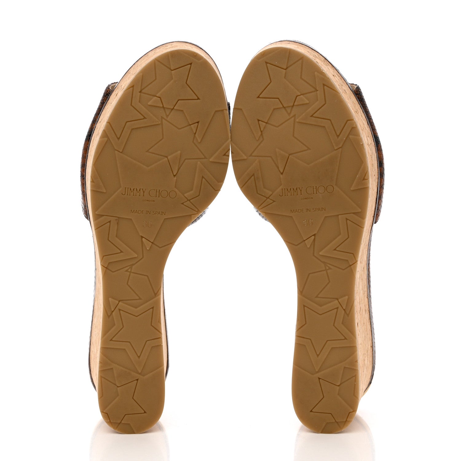 Jimmy Choo Calfskin Snakskin Embossed Cork DeeDee Platform Wedge Slide Sandals 36 Cuoio 5 of 9