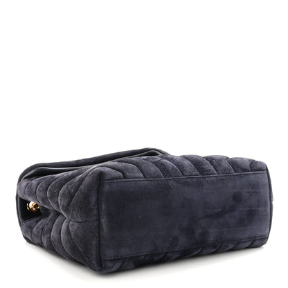 Saint Laurent Velvet Y Quilted Monogram Small Loulou Chain Satchel Medium Blue 4 of 10