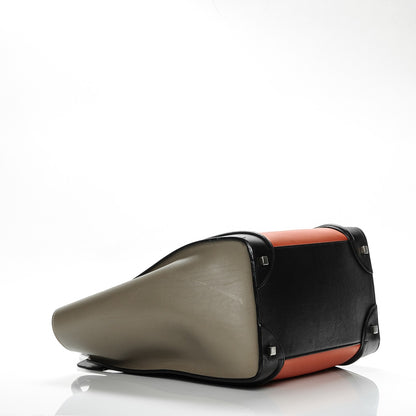 Celine Smooth Calfskin Mini Tri-Color Luggage Bright Orange 4 of 16