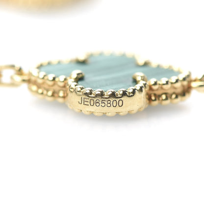 Van Cleef & Arpels 18K Yellow Gold Malachite 5 Motifs Vintage Alhambra Bracelet 6 of 7