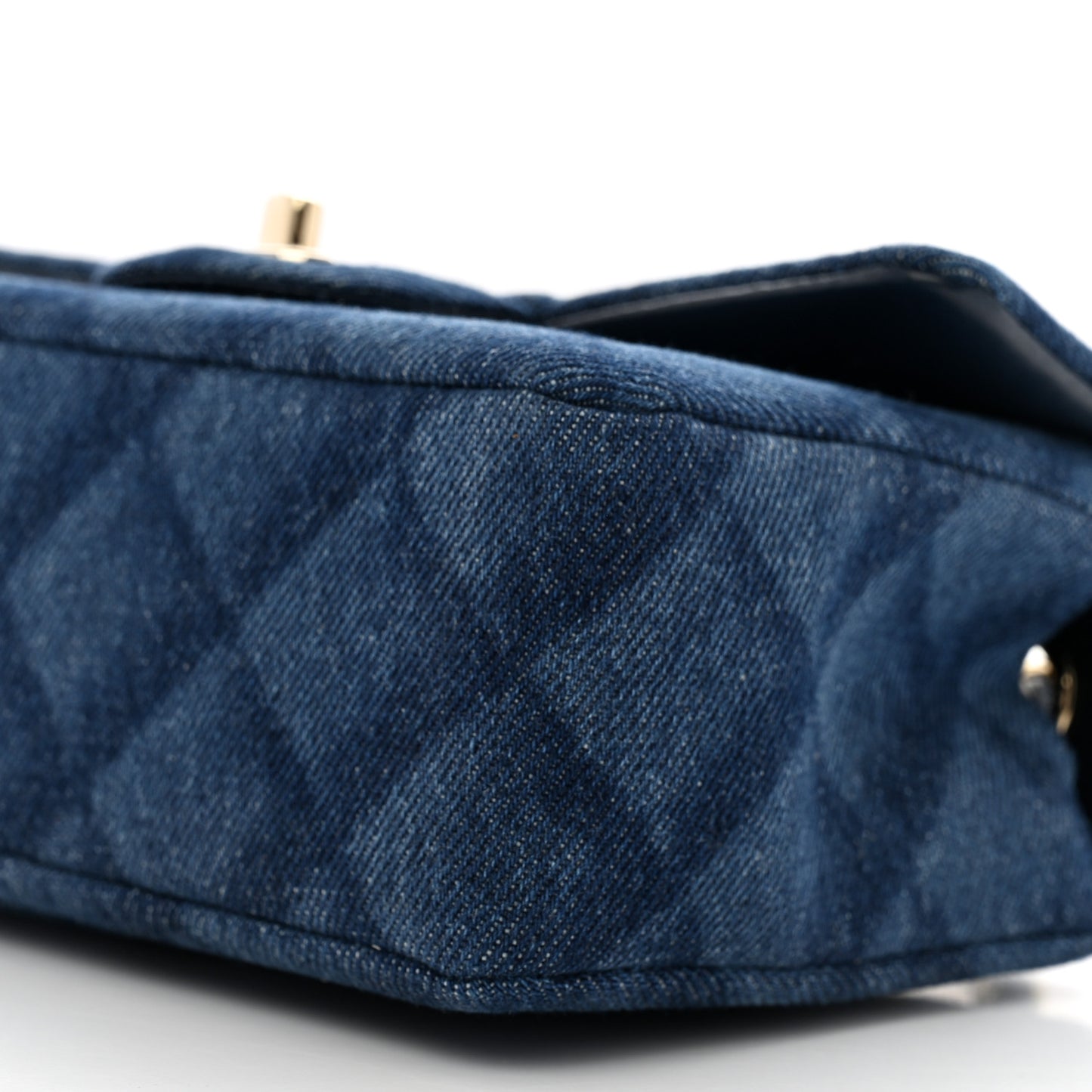 Printed Denim Quilted Mini Rectangular Flap Dark Blue