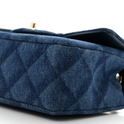 Chanel Printed Denim Quilted Mini Rectangular Flap Dark Blue 10 of 10