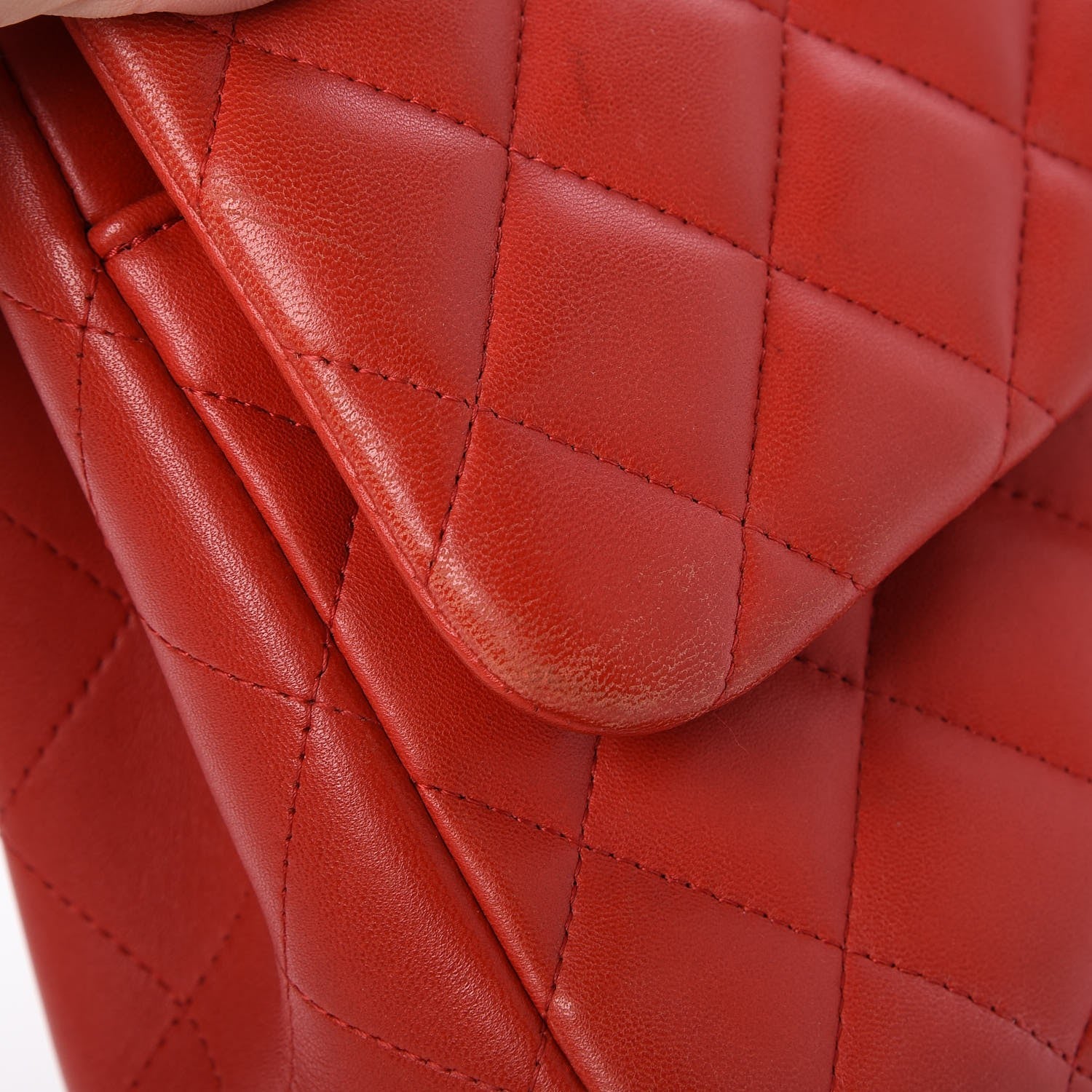 Chanel Lambskin Quilted Jumbo Double Flap Red 10 of 13