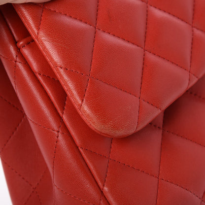 Chanel Lambskin Quilted Jumbo Double Flap Red 10 of 13