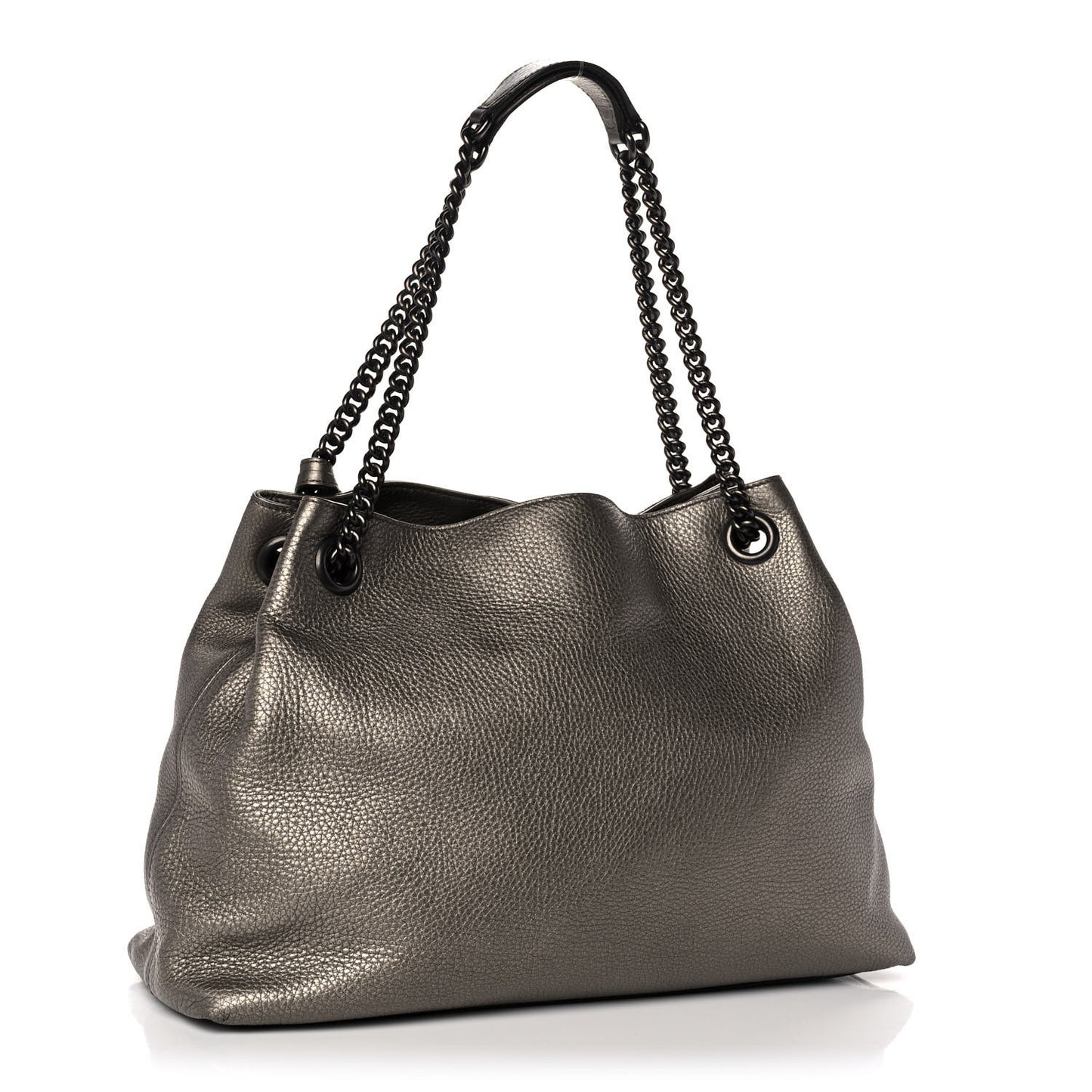 Metallic Pebbled Calfskin Medium Soho Chain Shoulder Bag Sasso