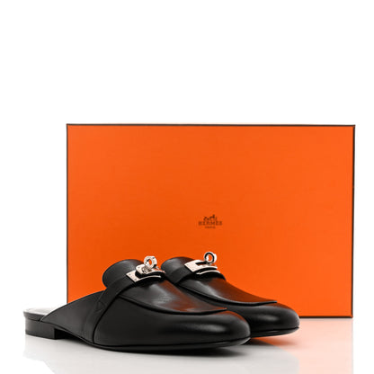 Hermes Goatskin Oz Mules 37 Black 11 of 11