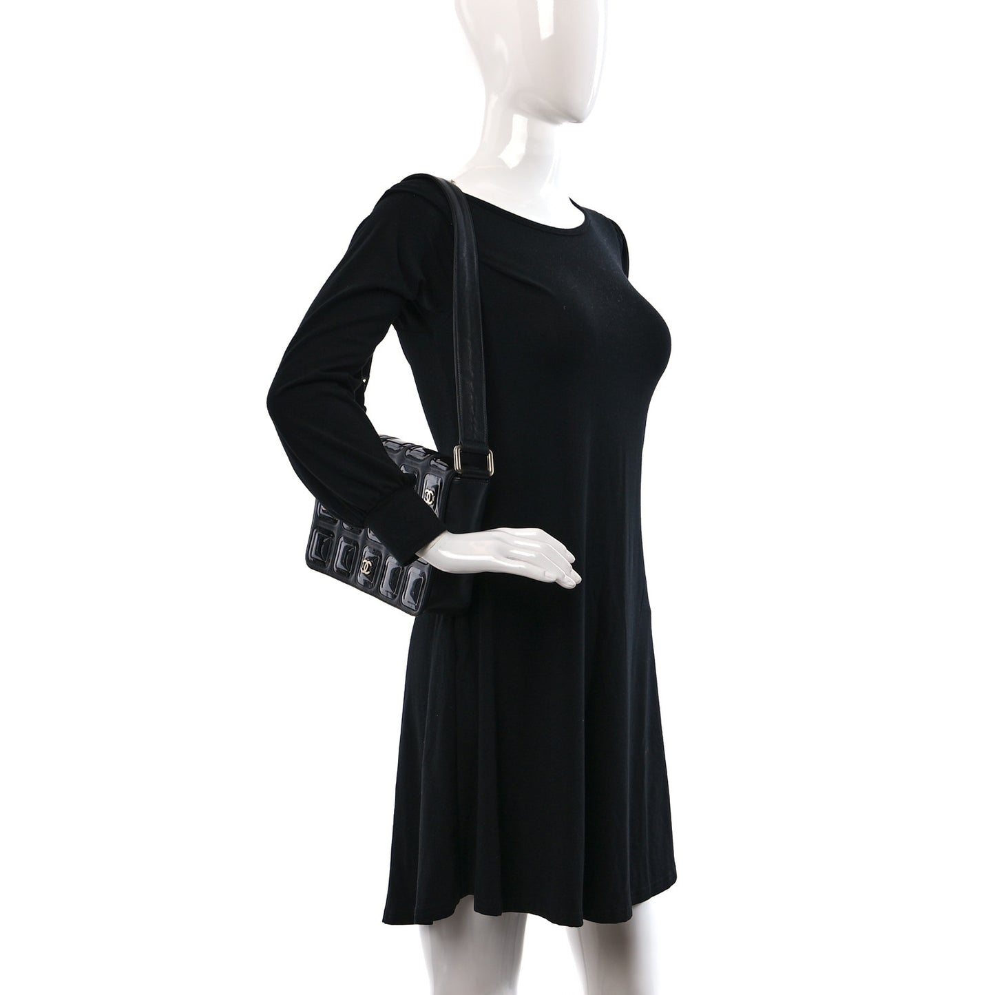 Lambskin Patent Cube CC Flap Black