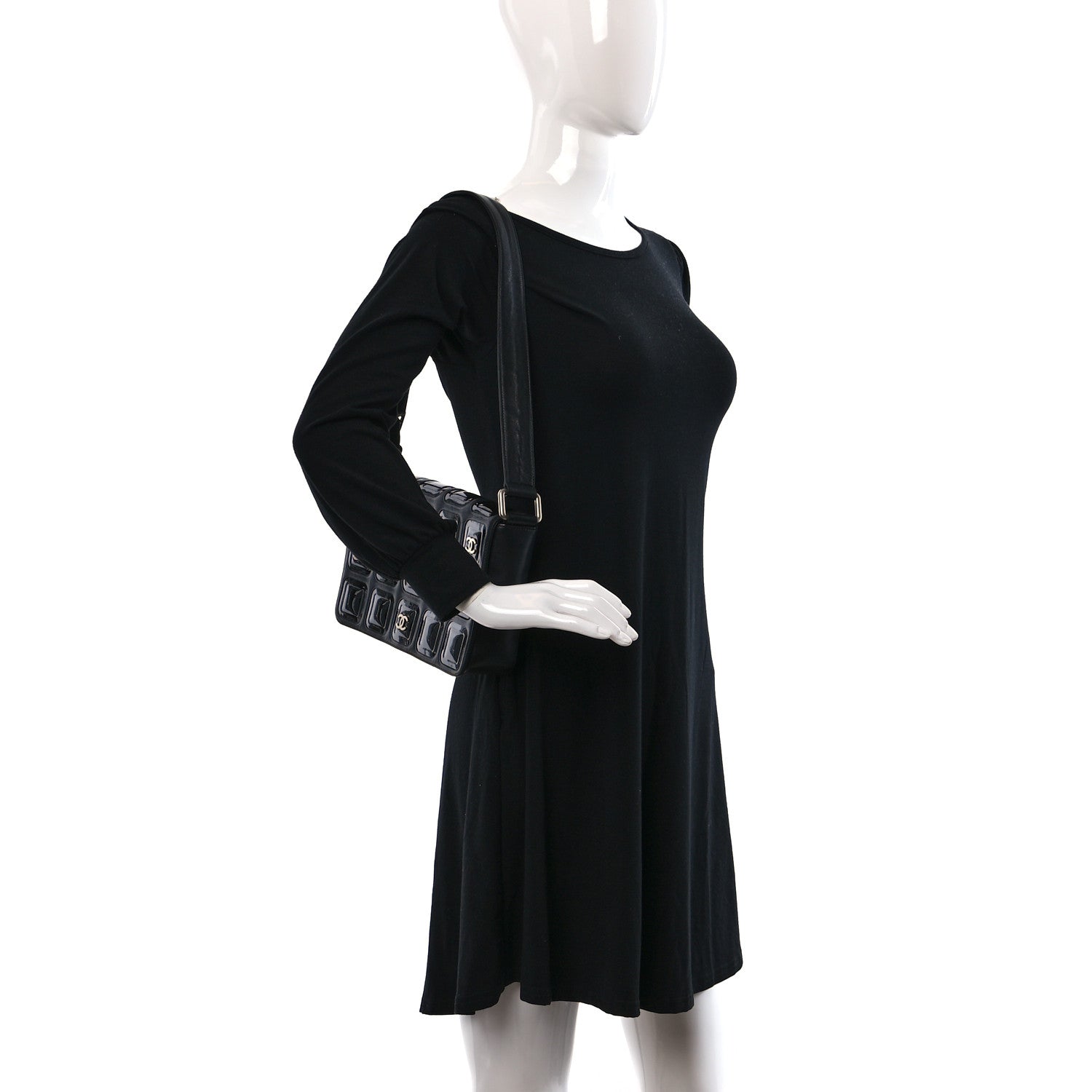 Chanel Lambskin Patent Cube CC Flap Black 2 of 11