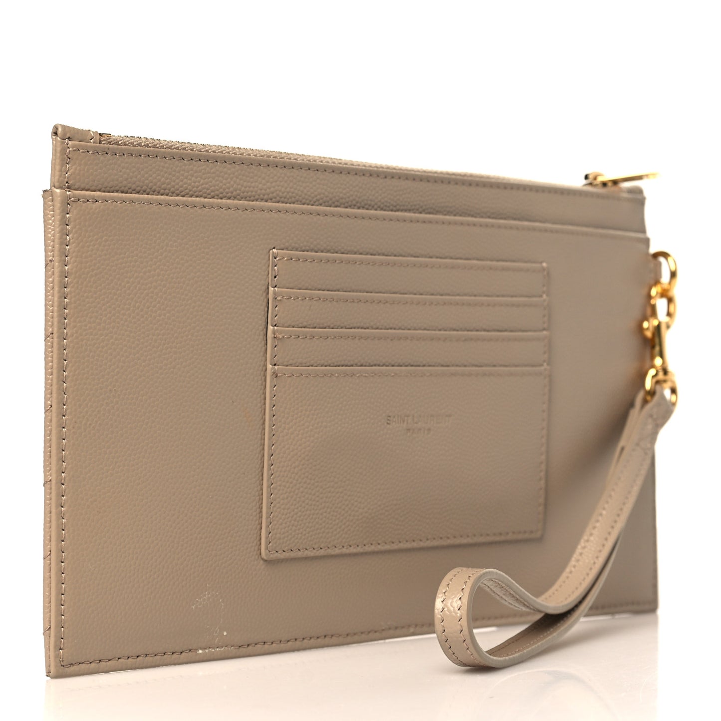 Grain De Poudre Chevron Monogram Large Bill Pouch Dark Beige