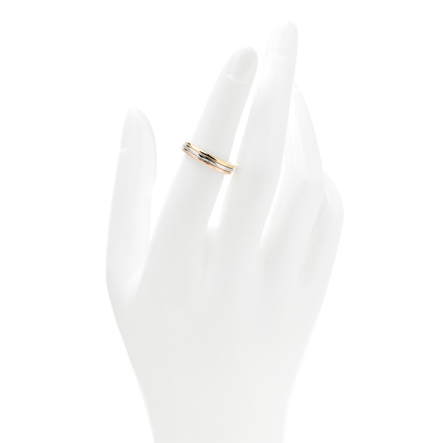 Cartier 18K Pink White Yellow Gold 3.8mm Trinity Wedding Band Ring 51 5.75 2 of 5