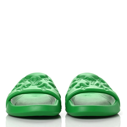 Louis Vuitton Rubber Embossed Monogram Mens Waterfront Mules 40 Green 2 of 10