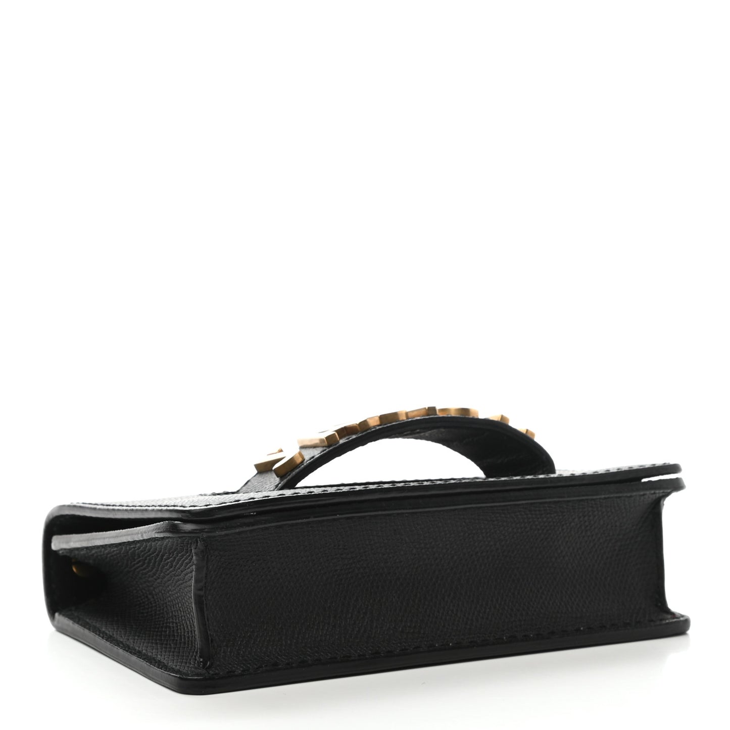 Grained Calfskin Mini J'Adior Chain Flap Bag Black