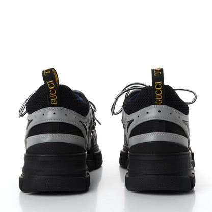 Gucci X SEGA Mesh Technical Canvas Calfskin Reflective Mens Flashtrek Sneakers 8 Silver Black 6 of 9