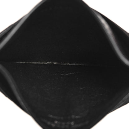 Saint Laurent Grain De Poudre Matelasse Chevron Monochrome Monogram Credit Card Case Black 5 of 7