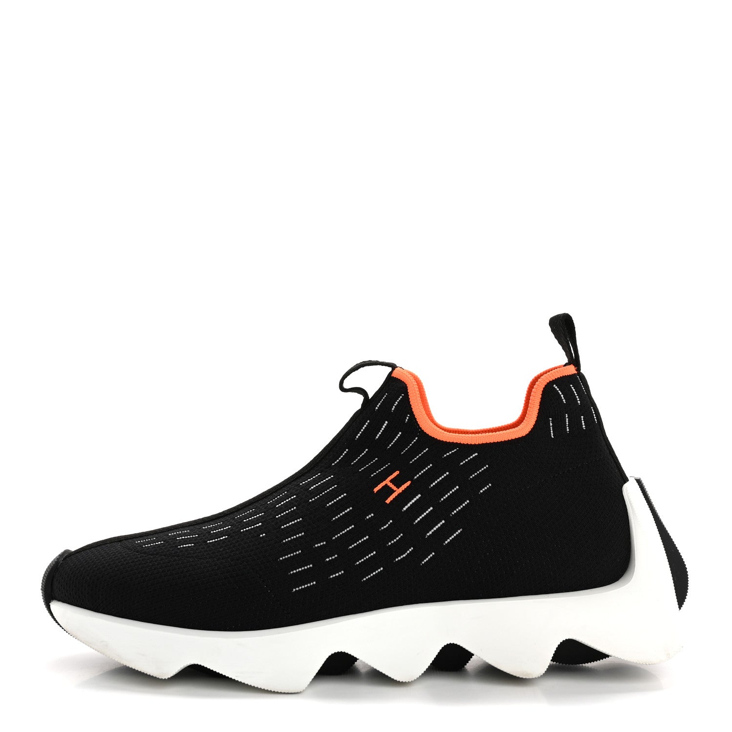 Hermes Technical Canvas Goatskin Womens Eclair Sneakers 38.5 Black 1 of 14