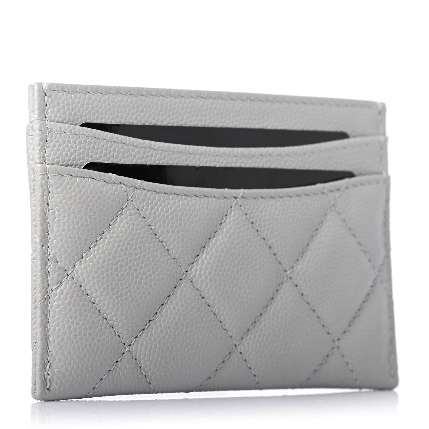 Caviar Quilted Card Holder Grey