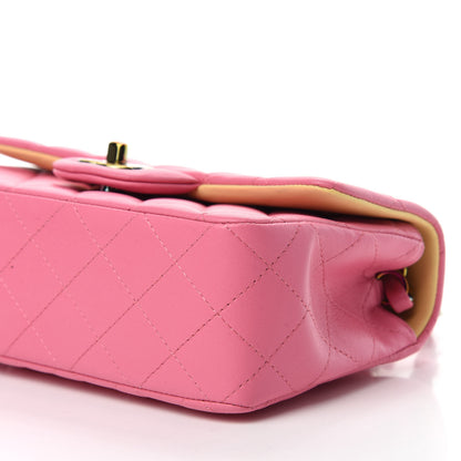 Chanel Lambskin Quilted Mini Rectangular Flap Pink Yellow 7 of 10