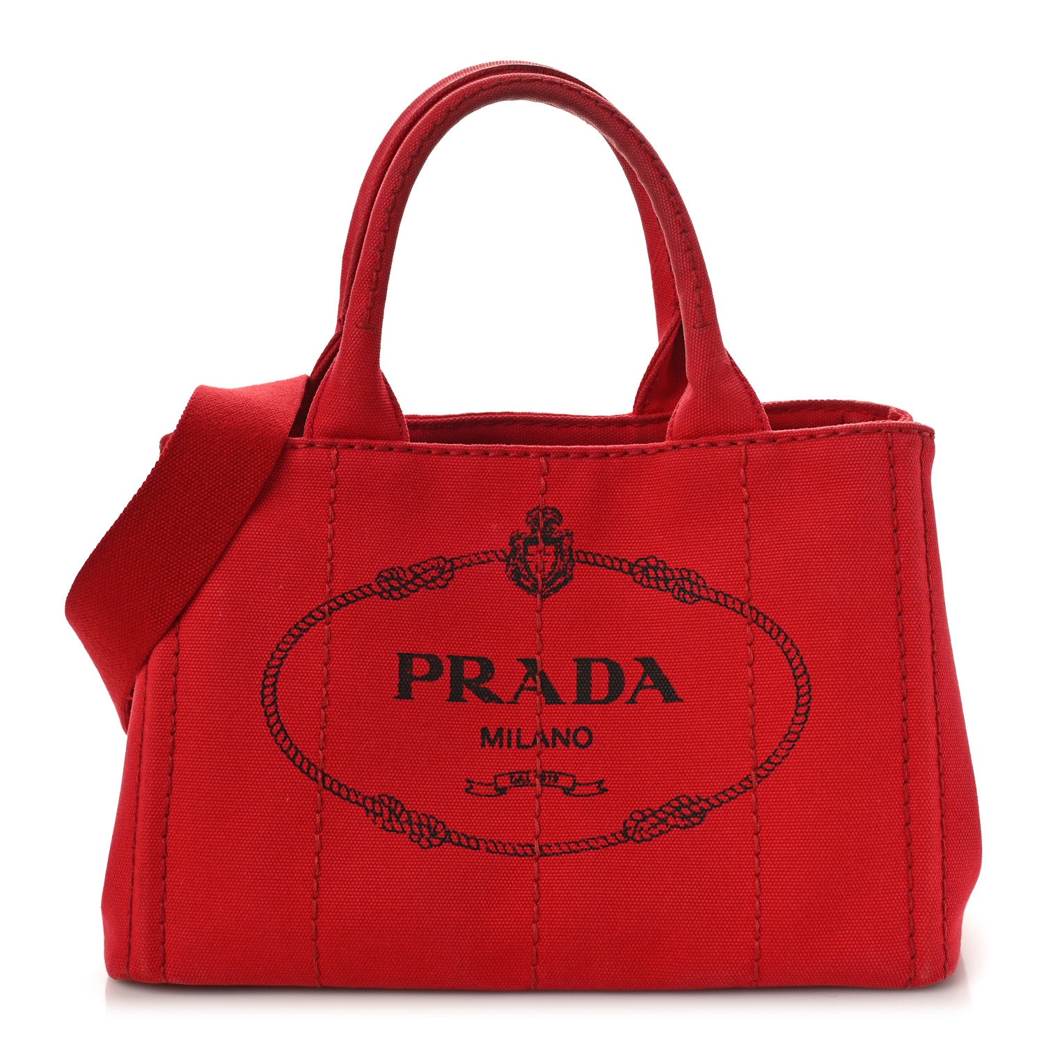 Prada Canapa Small Logo Tote Rosso 1 of 10