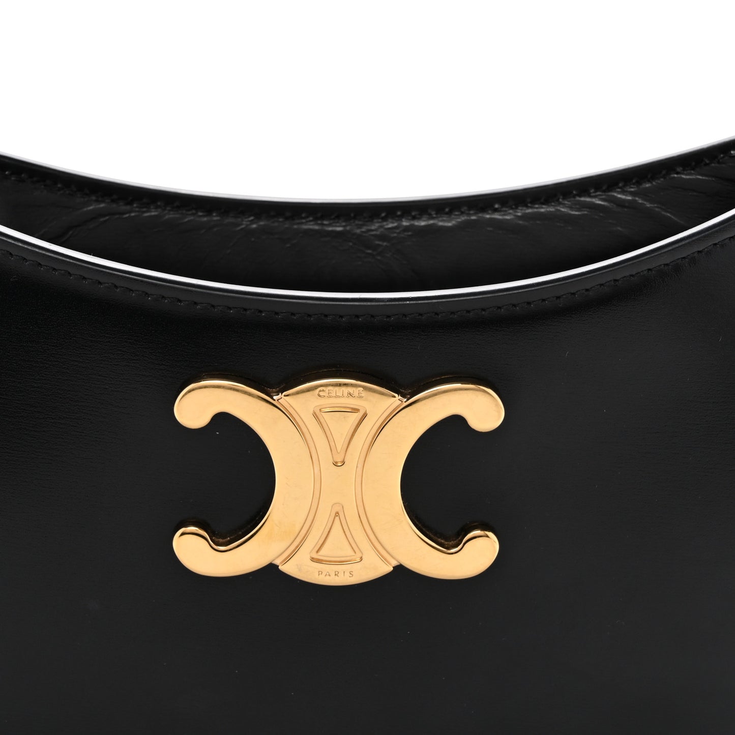 Shiny Calfskin Medium Tilly Triomphe Shoulder Bag Black