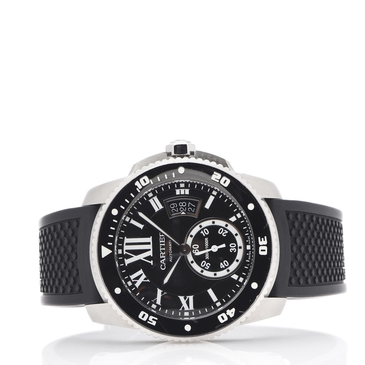 Stainless Steel Rubber 42mm Calibre de Cartier Diver Automatic Watch Black