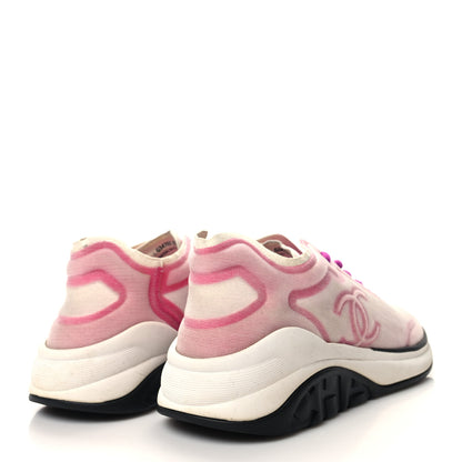 Chanel Mesh Lycra Womens CC Sneakers 37 White Pink 4 of 7