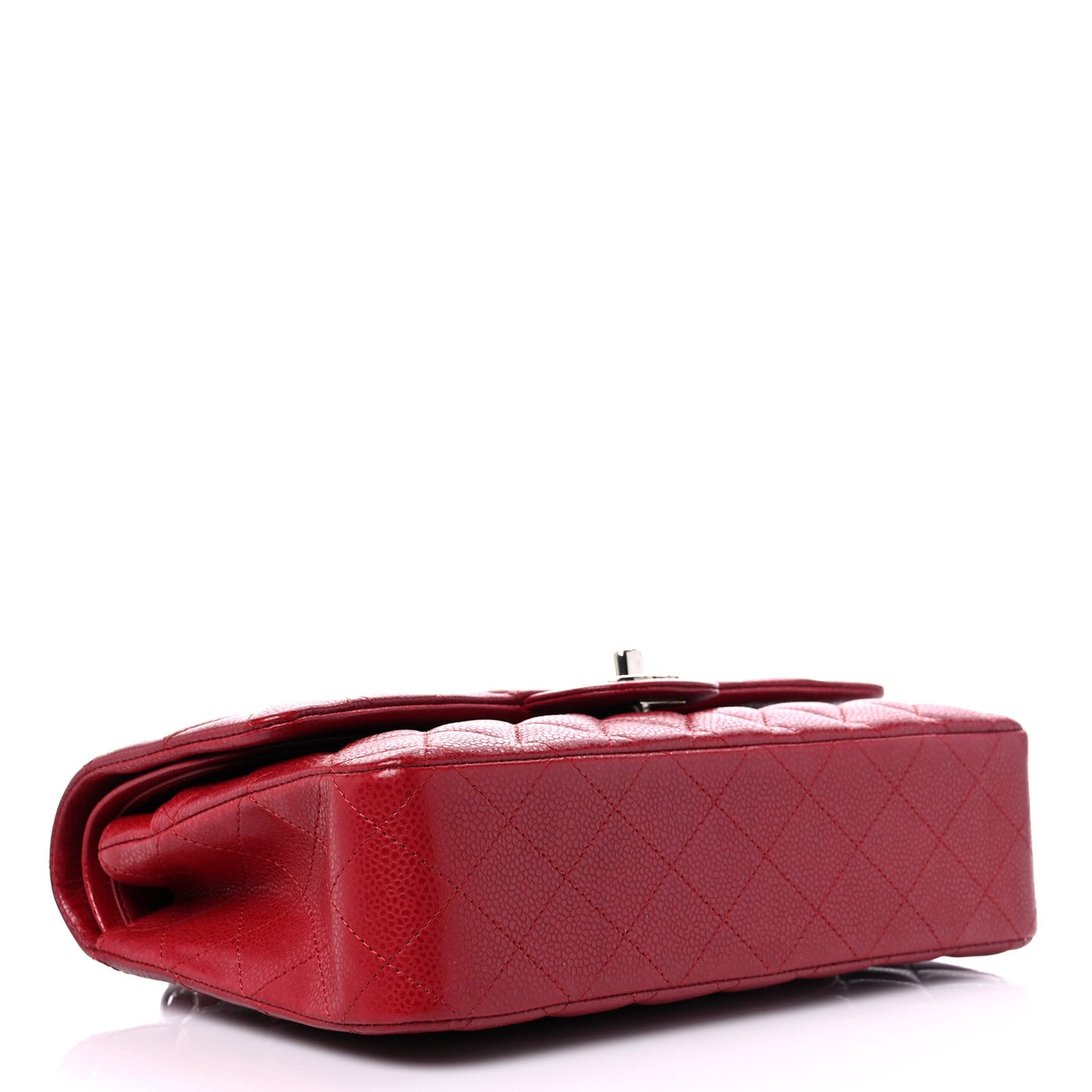 Caviar Quilted Medium Double Flap Red