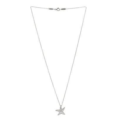 Tiffany Sterling Silver Diamond 15mm Elsa Peretti Starfish Pendant Necklace 3 of 4