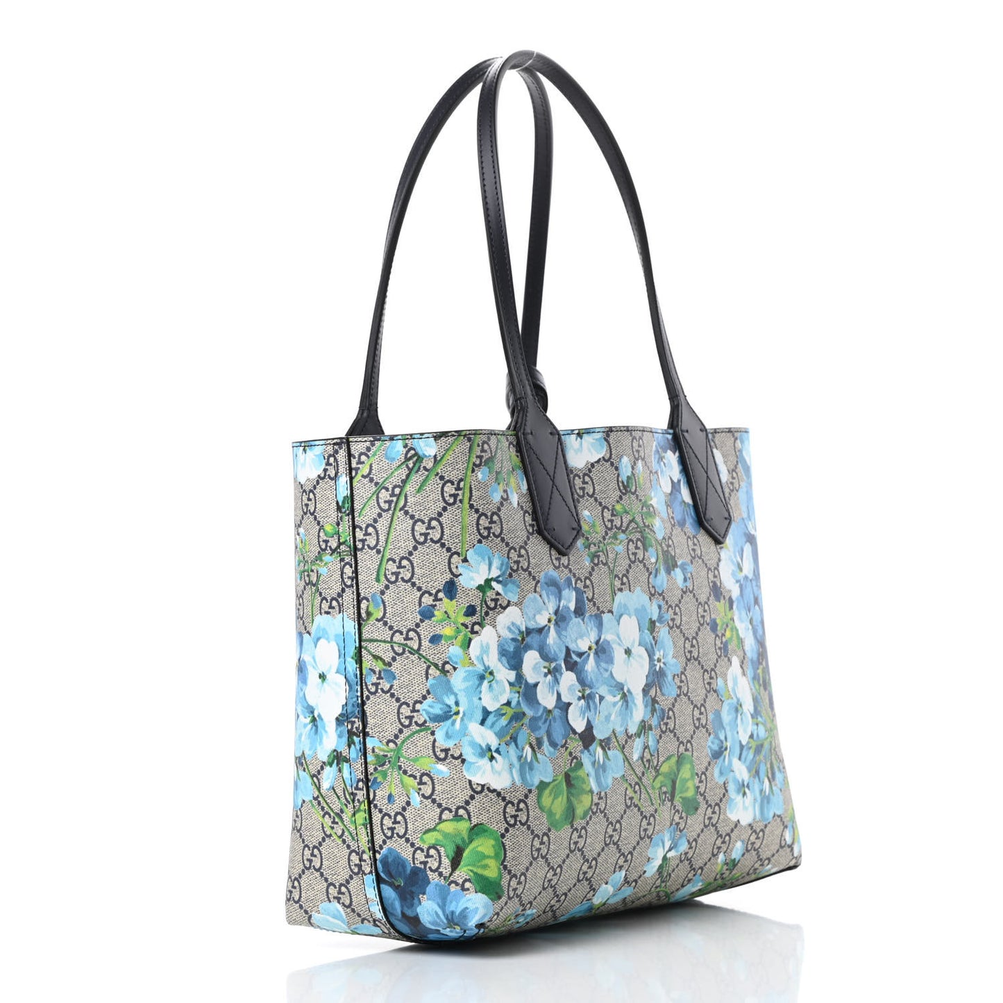 GG Supreme Monogram Blooms Small Reversible Tote Beige Blue Navy
